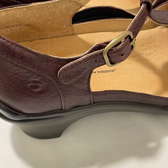 ARAVON "Maura" T-Strap Genuine Leather Pump, Wine - 6.5 B - Picture 6 of 12